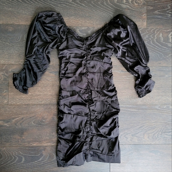 NWT DO+BE Satin Black Dress - Picture 7 of 12